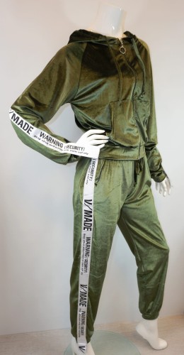 Dres damski welurowy lampas warning security