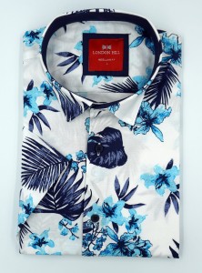 Koszula męska krótki rękaw w palmy regular fit