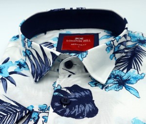 Koszula męska krótki rękaw w palmy regular fit