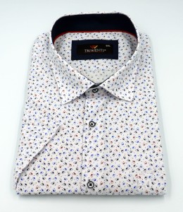 Koszula męska krótki rękaw w drobny wzór nadwymiar 