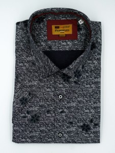 Koszula męska krótki rękaw melanż slim fit