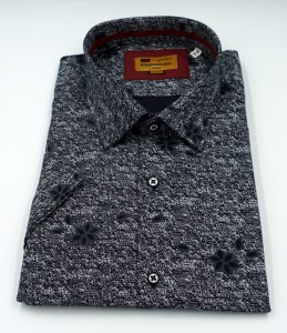 Koszula męska krótki rękaw melanż slim fit