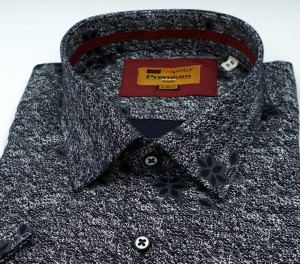 Koszula męska krótki rękaw melanż slim fit