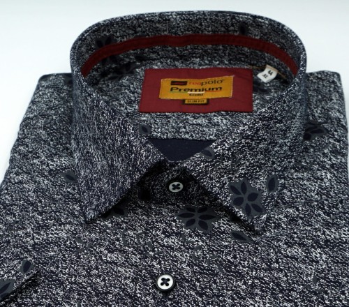 Koszula męska krótki rękaw melanż slim fit