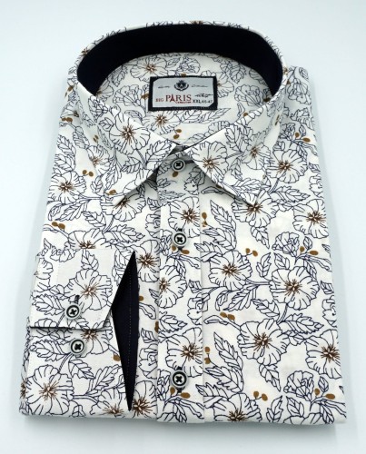 Koszula męska długi rękaw w kwiatowy wzór