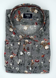 Koszula męska długi rękaw slim fit motyw kwiatowy