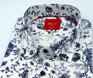 Koszula męska długi rękaw slim fit w róże