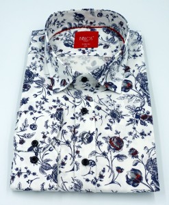 Koszula męska długi rękaw slim fit w róże