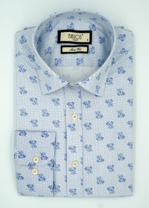 Koszula męska długi rękaw slim fit w kwiatki i kropki