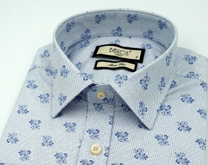 Koszula męska długi rękaw slim fit w kwiatki i kropki