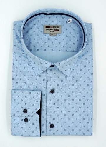 Koszula męska długi rękaw w drobny wzór