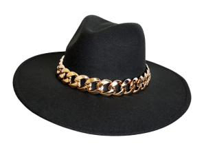 Kapelusz damski klasyczny ozdobny łańcuch 