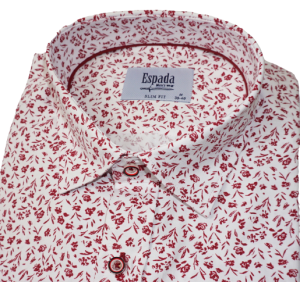 Koszula męska krótki rękaw slim fit w drobne kwiatki