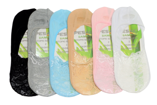 Stopki damskie baletki z paskiem silikonowym