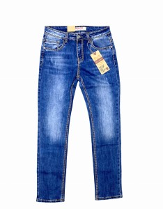 Spodnie męskie jeans przeszycia grubą nicią