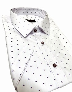 Koszula męska krótki rękaw SLIM podwójne romby 39-44