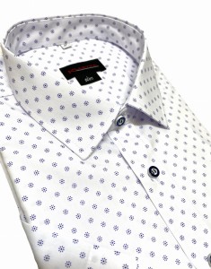 Koszula męska krótki rękaw SLIM w kwiatuszki 39-44