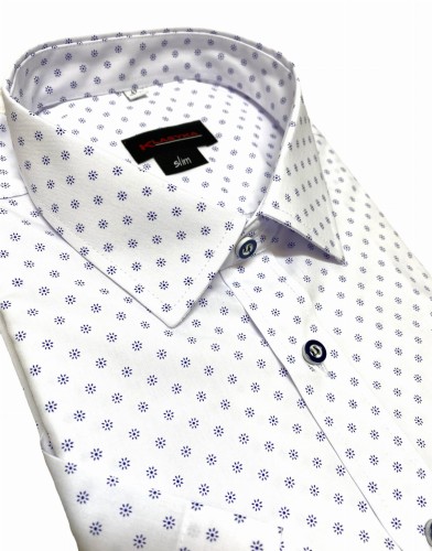 Koszula męska krótki rękaw SLIM w kwiatuszki 39-44