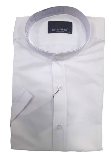 Koszula męska krótki rękaw stójka gładka 