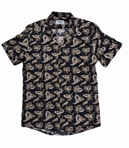 Koszula męska luźna liście SLIM FIT