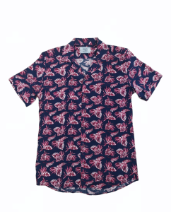 Koszula męska luźna liście SLIM FIT