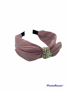 Opaska do włosów z kokardą i cyrkoniami