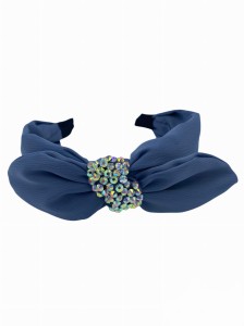 Opaska do włosów z kokardą i cyrkoniami