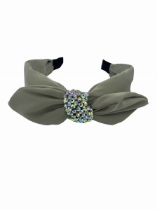 Opaska do włosów z kokardą i cyrkoniami