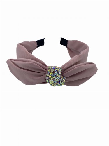 Opaska do włosów z kokardą i cyrkoniami
