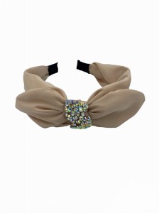 Opaska do włosów z kokardą i cyrkoniami