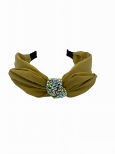 Opaska do włosów z kokardą i cyrkoniami