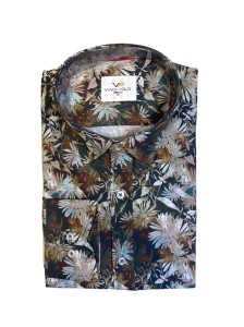 Koszula męska długi rękaw SLIM FIT wzór jesienne kwiaty