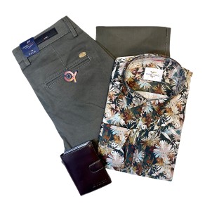 Koszula męska długi rękaw SLIM FIT wzór jesienne kwiaty