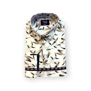 Koszula męska wzór piórka długi rękaw SLIM FIT 