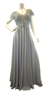 Sukienka długa szyfonowa z gipiurą