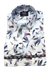Koszula męska wzór piórka długi rękaw SLIM FIT 