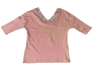 Bluzka damska elegancka aplikacja z cyrkoni na dekolcie