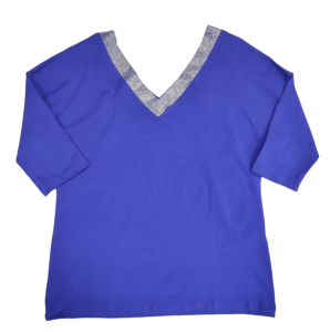 Bluzka damska elegancka aplikacja z cyrkoni na dekolcie