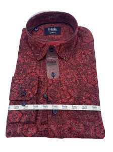 Koszula męska długi rękaw SLIM FIT rysowan kwiatki