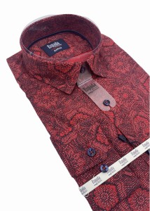 Koszula męska długi rękaw SLIM FIT rysowan kwiatki