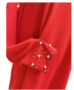 Sukienka damska dekoracyjne rękawy perełki ściągacz rękaw