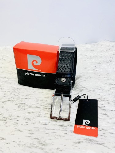 Pasek męski skórzany klasyczna klamra pleciony  PIERRE CARDIN