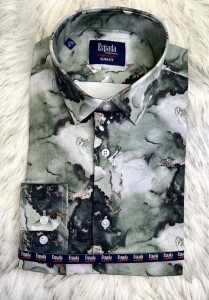 Koszula męska długi rękaw malowany wzór SLIM FIT