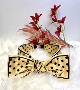 Opaska do włosów kokardka grochy PARIS