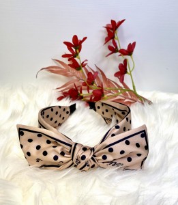 Opaska do włosów kokardka grochy PARIS