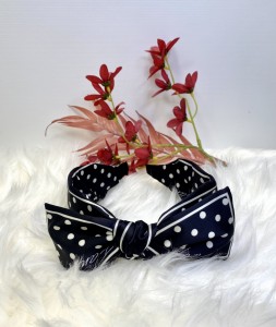 Opaska do włosów kokardka grochy PARIS