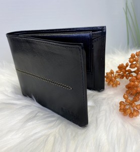 Portfel męski skóra naturalna  ozdobne przeszycie 