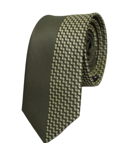 Krawat męski połowa w paski połowa we wzór