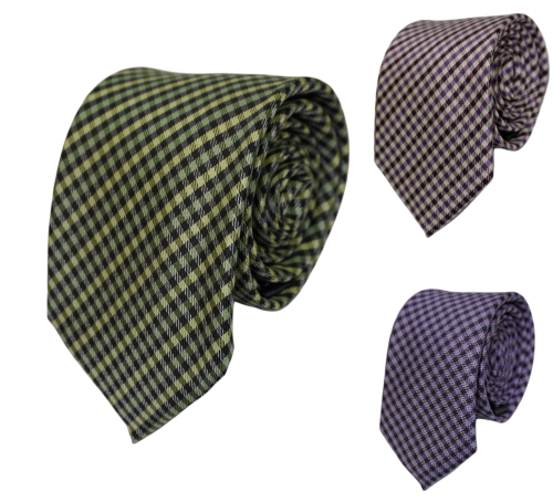 Krawat męski w drobną kratkę