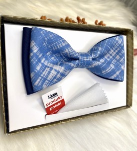 Mucha męska klasyczna z poszetką wzór nierówna kratka 